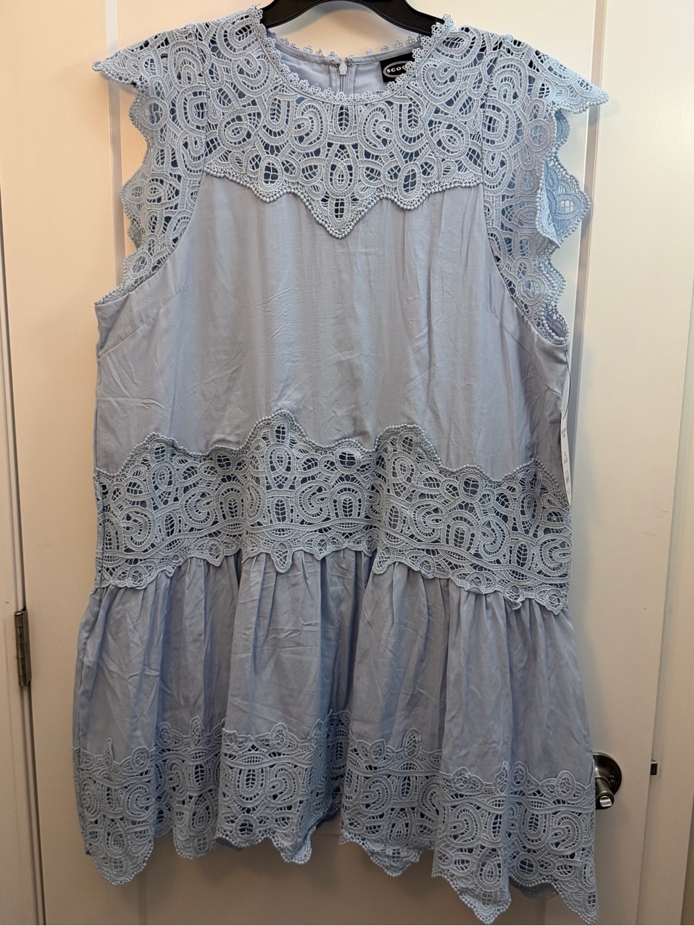 XL Light Blue Lace Trim crochet Dress